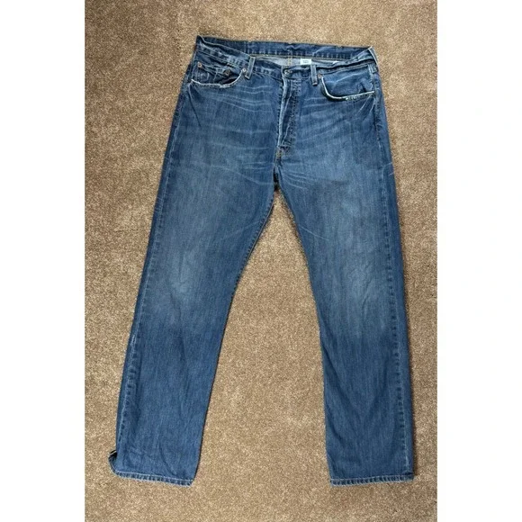 Levi's 501 Button Fly Jeans Mens Blue Denim Straight Leg Size‎ 38x34 Vintage Y2K