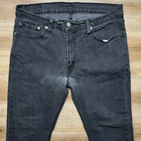 Levis Jeans Men 36x30 Black Slim Straight Leg Washout‎ Grunge Skater Fits 34x29