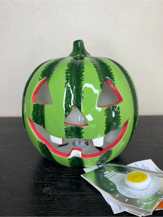 NEW Light Up Summerween Watermelon Jack O Lantern Halloween Decor