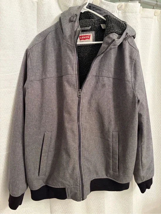Levi's Gray Sherpa-Lined Hoodie Jacket