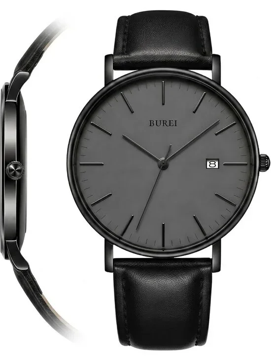 Men's Dark Grey Ultra Thin Minimalist Analog Waterproof Casual Wrist Watch
