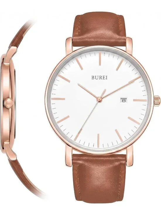 Men's Brown Ultra Thin Minimalist Analog Waterproof Casual Classic Wrist Watch