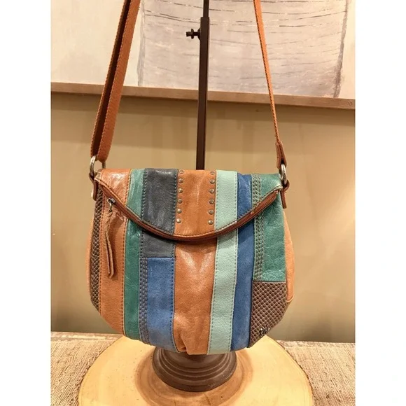 The Sak Silverlake Leather Rare Stripe Color Block Crossbody Bag  Festival‎ Boho