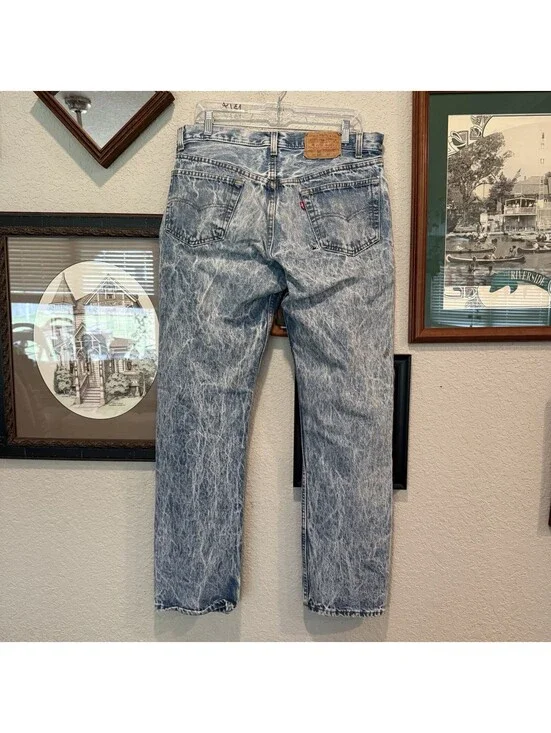 Vintage 80s RARE Acid Washed Levis 501 0109 STF Men’s 36x32 Blue Denim Jeans USA