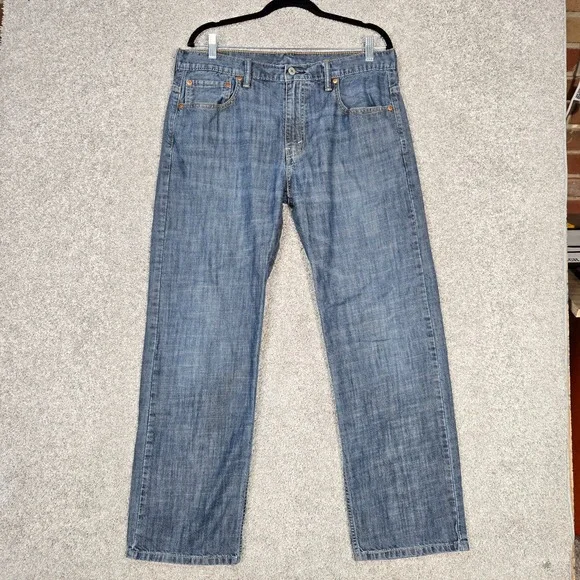 Levis 569 Loose Straight Jeans Mens 34x32 (35x30) blue lightweight 100% Cotton