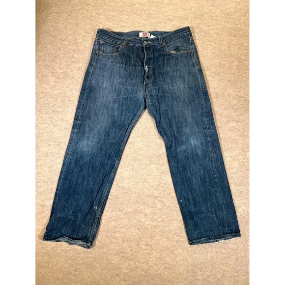 Levis 501 Original Fit Jeans Men 36x30 Blue Denim Cotton Button Fly Straight Leg
