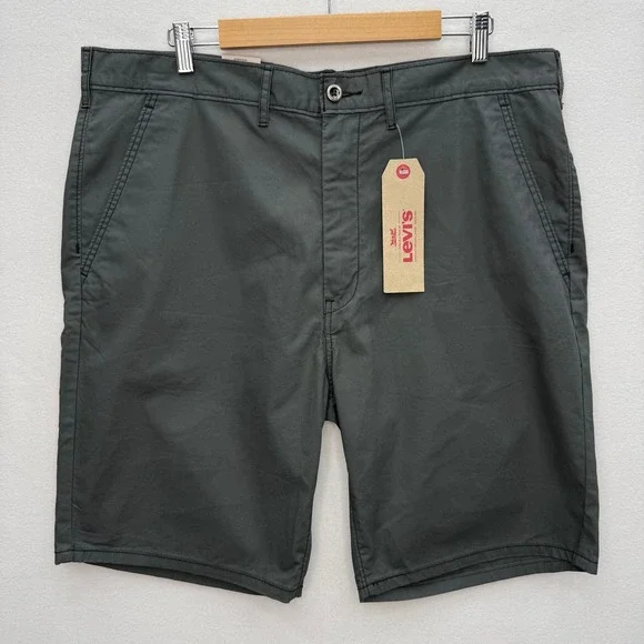 Levis Mens‎ Straight Chino Shorts Dark Gray Charcoal Cotton Twill Size 38 NWT