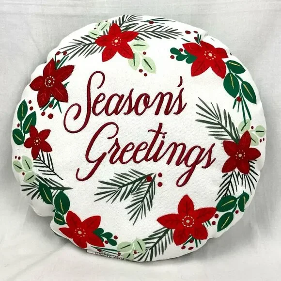 Season’s Greetings Round Pillow 15