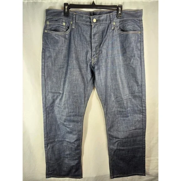 Levi's 501 Original Fit Dark Indigo Wash Straight Leg Jeans Made In Egypt 40x32