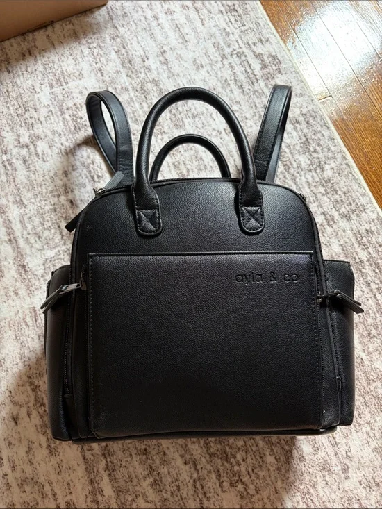 Ayla & Co Black Leather Convertible Backpack Tote