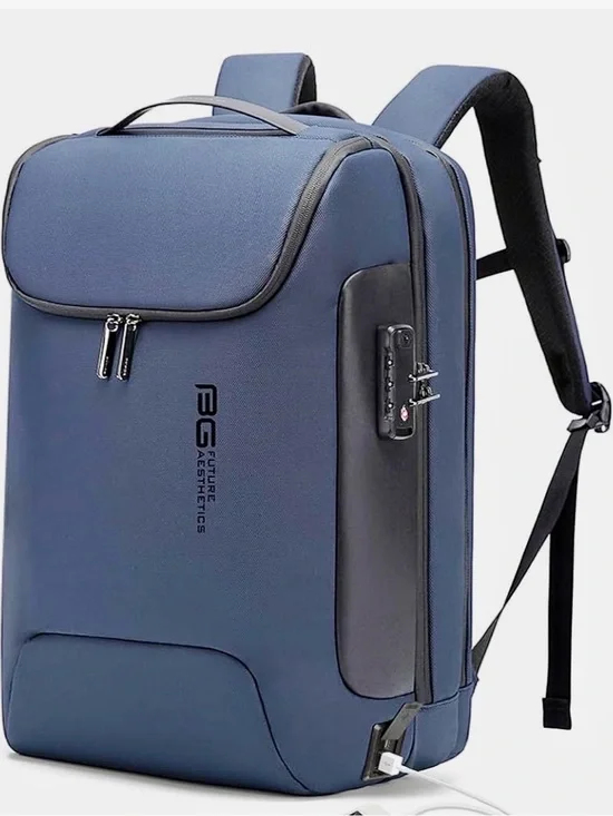 Bange BG Aesthetics Blue Men's Anti-Theft Business Backpack with USB Port NWT