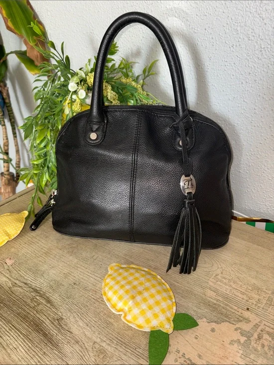 Tiganello Black Leather Tassel Satchel Handbag - Unbranded