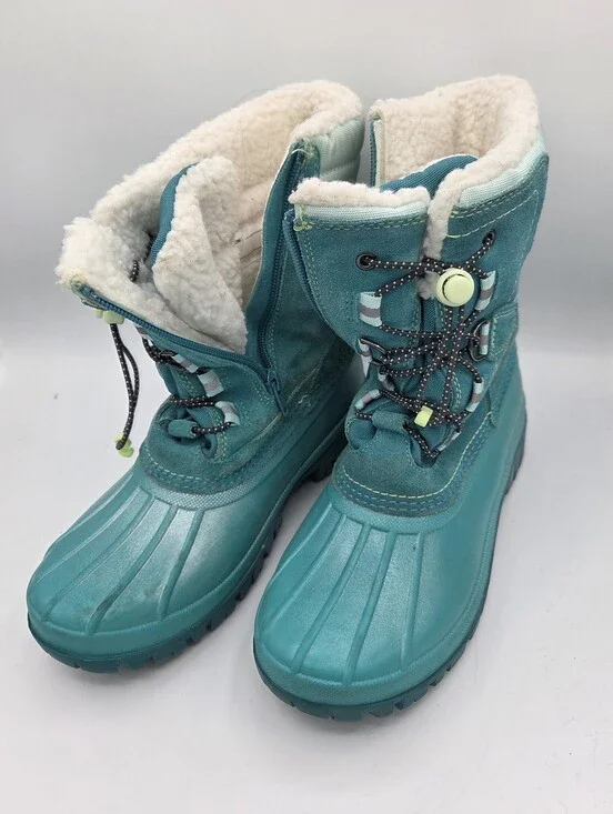 Lands' End Teal Kids Waterproof Snow Boots with Fleece Lining