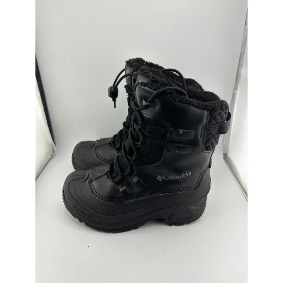 Columbia Bugaboot Plus Kids Black Waterproof Winter Snow Boots 400g Size 1