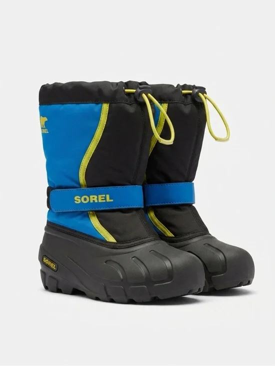 Sorel Youth Winter Snow Boots Size 13 Blue Black Waterproof Insulated