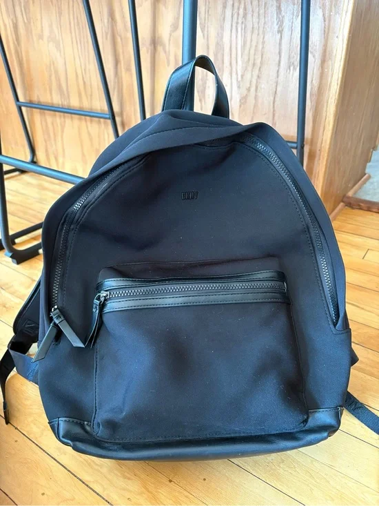 DKNY Black Men's Everyday Backpack with Front Zip Pocket