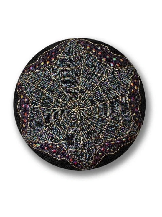 Beaded Spider Web Throw Pillow
