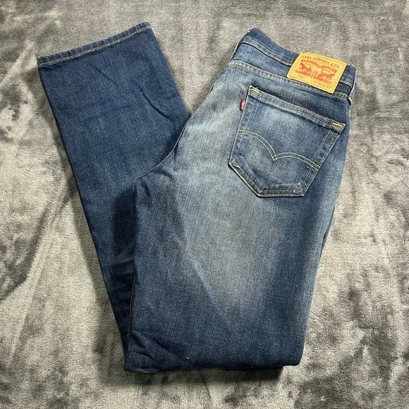 Levi's 514‎ Jeans Mens 33x32  Blue Straight Stretch Denim Casual Everyday Washed