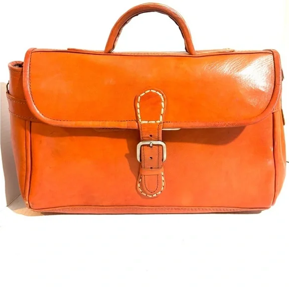 Stylish vintage unisex Orange Leather briefcase