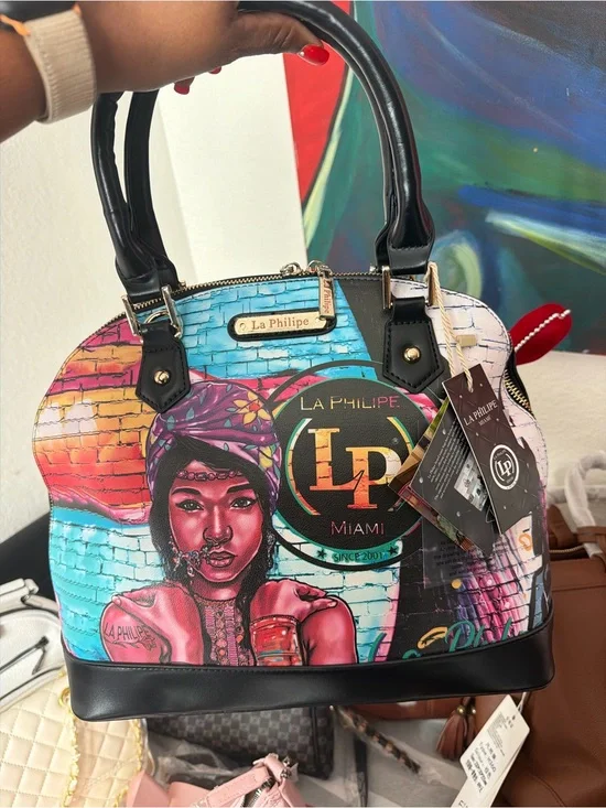 Miami Multicolor Dome Satchel with Black Trim