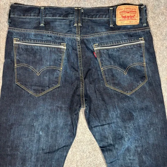 Levi's 527 Bootcut Jeans Marbled Mens 38x30 Blue Indigo Slim Fit Denim Pants