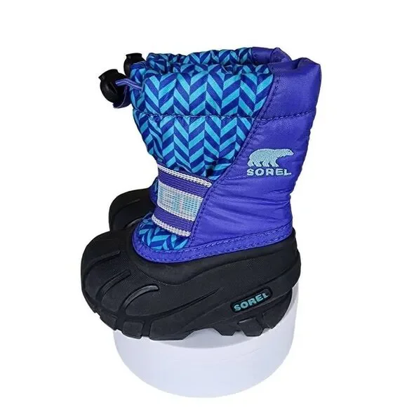Sorel- Kids Unisex Purple and Blue Fleece Lined Snow Boots, Size 5