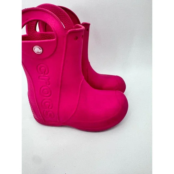 Crocs Handle It Rain Boot Kids Size C12 Pink Waterproof Pull On Boots
