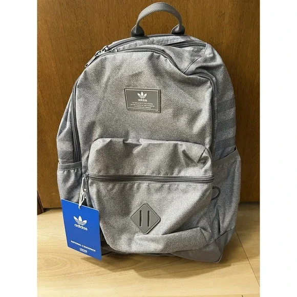 NWT ADIDAS Originals National 3.0 Backpack Grey‎ White Gray Laptop Pocket