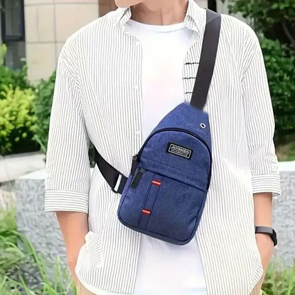 NWT  JIUTIBAODAI One Shoulder Sling Slant Cross Chest Men Women Unisex Blue Bag