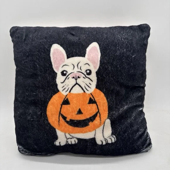 Modern Southern Home Halloween French Bulldog Pumpkin Throw Pillow 16