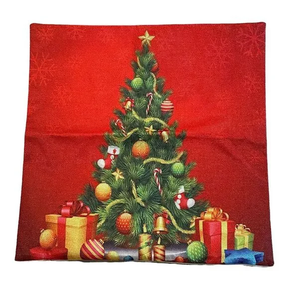 Christmas Tree Gift Pillow Cove Cushion Case 17 Inch Presents‎ Multicolor New