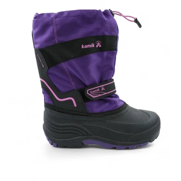 Kamik Waterbug 5 Boots Girls 6 Purple Black Waterproof‎ Winter Insulated Snow