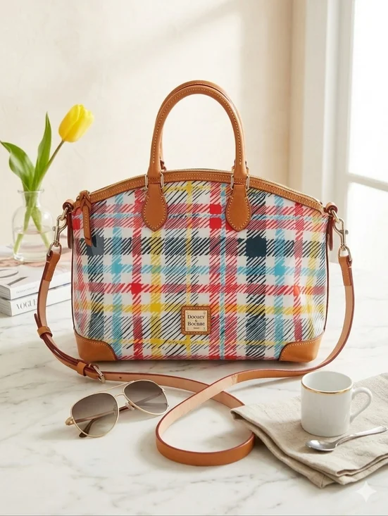 Dooney & BOURKE CHATHAM PLAID SATCHEL‎