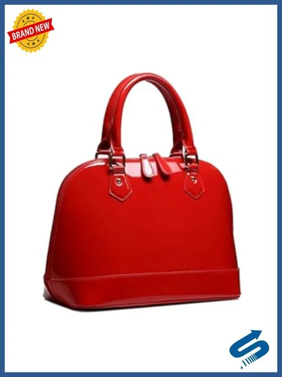 Patent Leather Satchel Purse Top-Handle Shoulder Bag Zip-Around Large Handbag