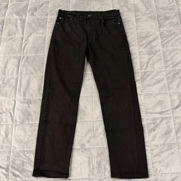 Levis 505 Jeans Mens 36x32 Black Regular Fit Straight Denim Pants Dark Wash