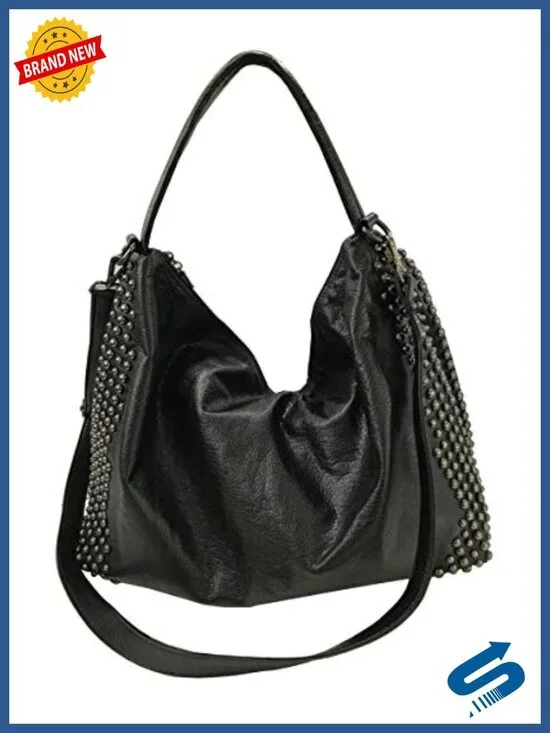 Large Gothic Studded Tote Satchel with Top Handle and Adjustable Shoulder