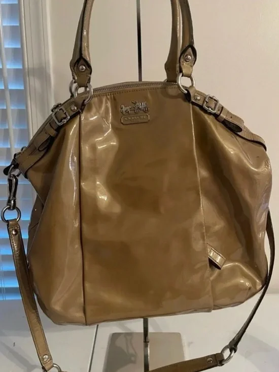 Coach Madison Lindsey Tan Patent Leather Bag