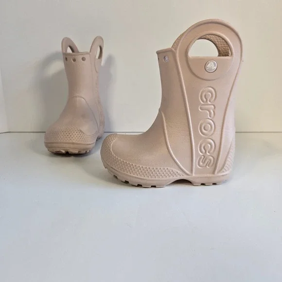 Crocs Handle It Rain Boot Croslite Kids Size C7 Pink Waterproof Pull-On