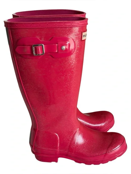 Hunter Original Thrift Pink Glitter Tall Rain Boot Size EU 37/ US 6