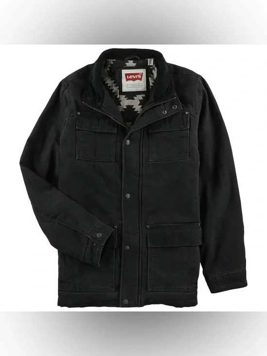 Vintage Levi's Men's Black Canvas Work Utility Field Jacket Size Medium