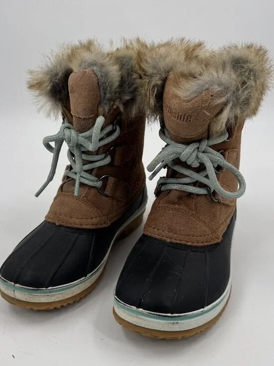 Northside Winter‎ Duck Boots Kids Size 13 Brown Black Waterproof Faux Fur Suede