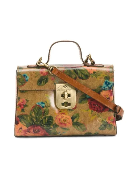 Patricia Nash Floral Print Top-Handle Satchel Bag in Brown/ BNWT