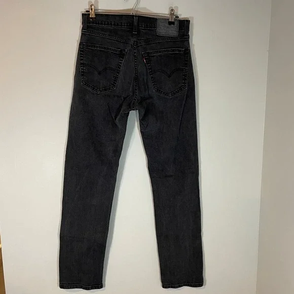 Levis 505 Regular Fit Mens Straight Leg Jeans Washed Black 32X34 Denim Pants