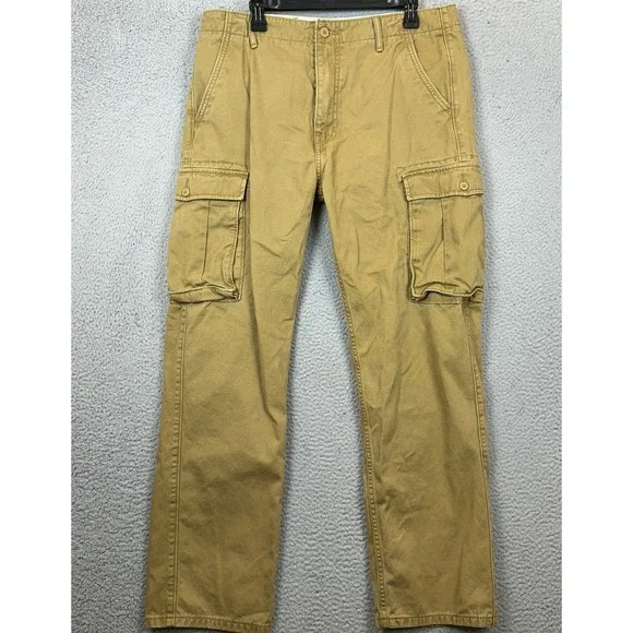 Levis Pants Mens 34X32 Tan Khaki Cargo Straight Utility Casual Outdoor Red Tab
