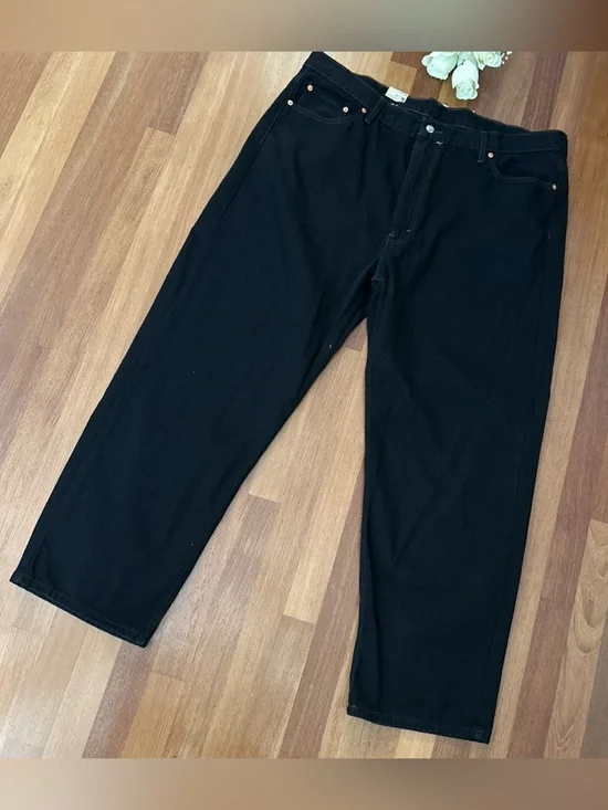 Levi's Black Jeans with Tan Leather Patch