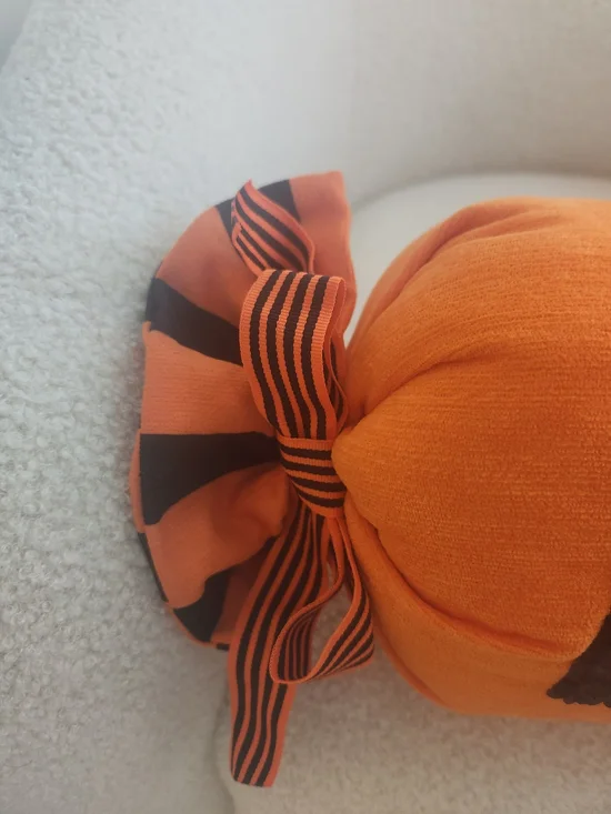 Halloween BOO Orange  Bolster Pillow Sequin Black To Silver Wrapped Candy
