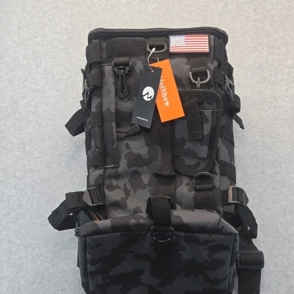 MoiShow Tactical Backpack Black Camo Outdoor Hiking Bag MOLLE Military Style NEW