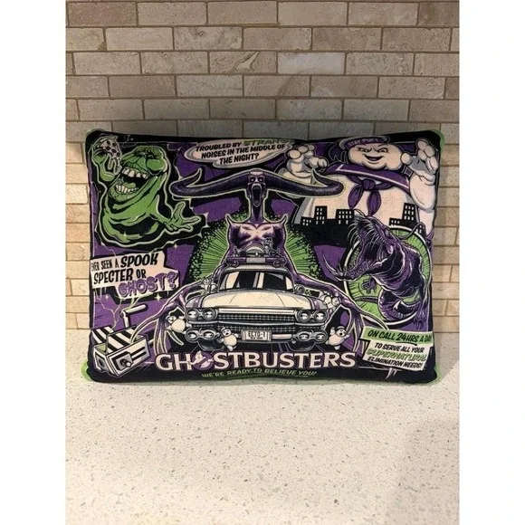 Ghostbusters Throw Pillow Slimer Stay Puft Ecto-1 Horror Decorative Cushion