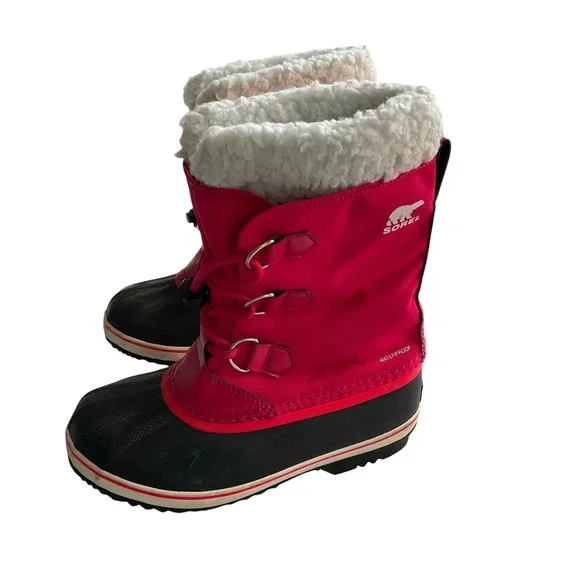 Sorel Winter Boots Kids Size 4 Pink Waterproof Faux‎ Fur NY1962-600