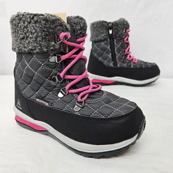 Kamik Libra Winter Boots Waterproof NF8380‎ Gray Black Pink Youth Girl's Size 13